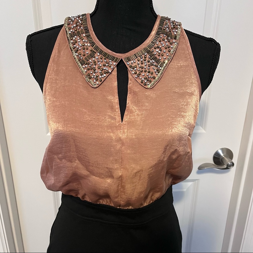 NWT Halter Bodycon Midi Dress w/ Beaded Collar - Picture 2 of 9